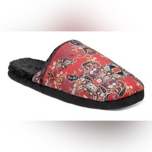 INC Mens Paisley Print Satin Slippers Comfort Flex Sole M 8/9